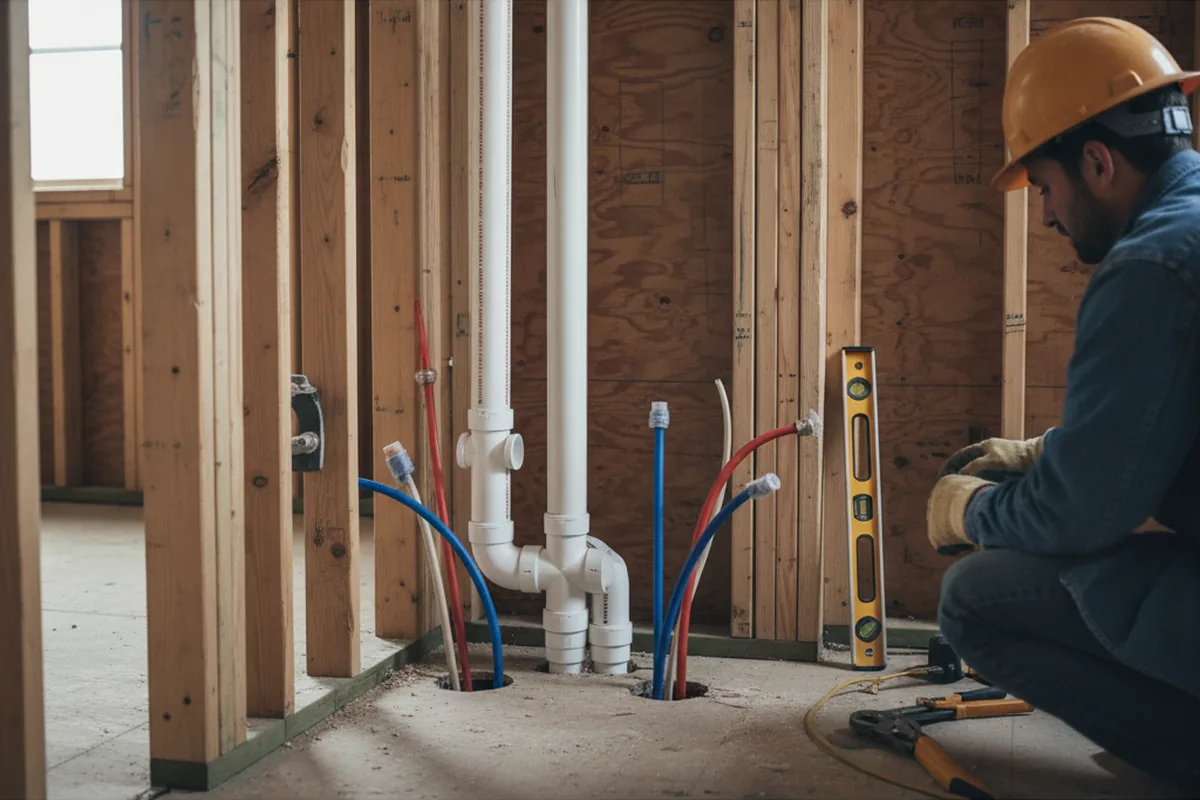 Drain and supply rough-in during Drain Cleaning in Homestead